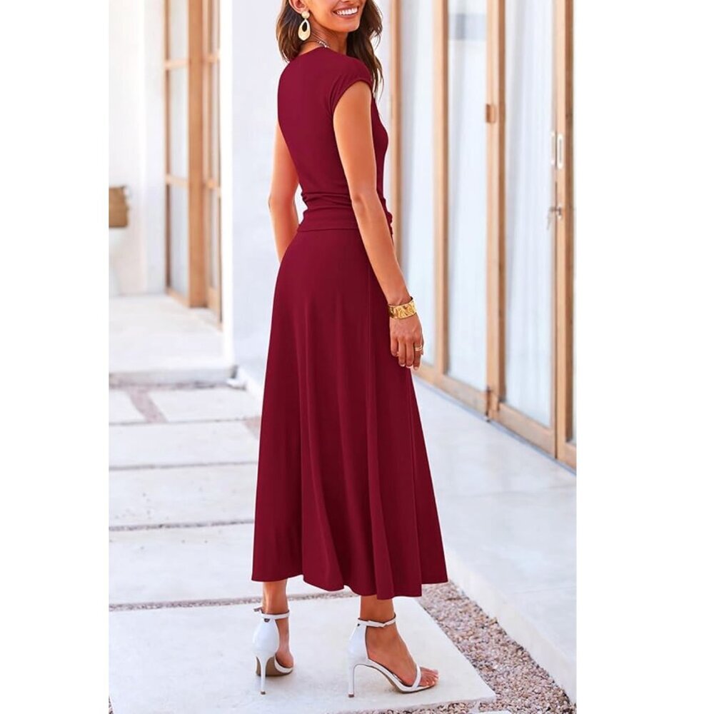 PRETTYGARDEN Red Crewneck Casual Knit Top & Midi Skirt Set 2pc Size XL - Picture 3 of 11